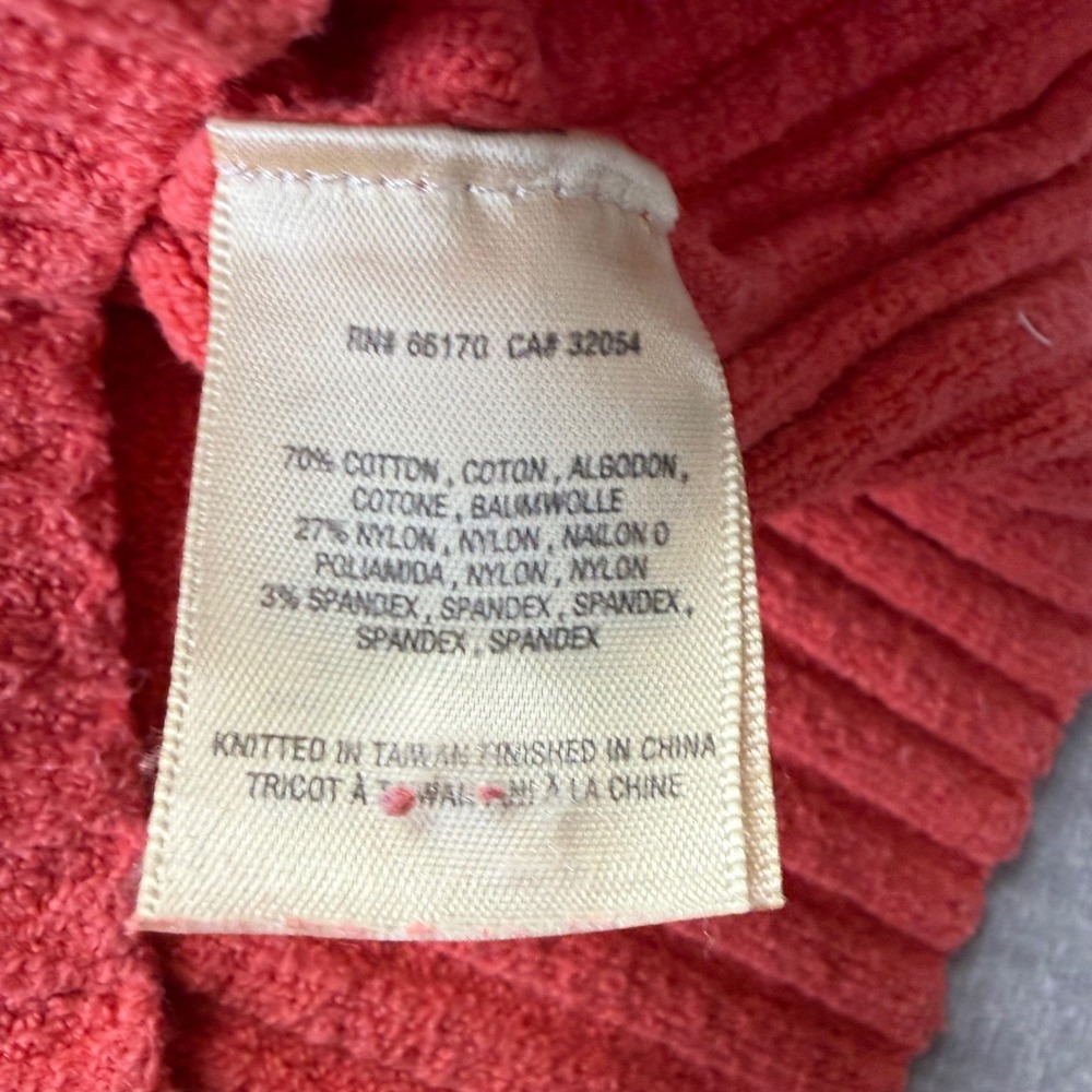Moth Anthropologie Knit Hoodie Sweater Coral Orange Pointelle Cotton Blend L - Picture 7 of 7
